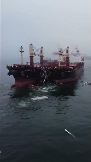 This is the brutal reality of a collision at sea. #ship