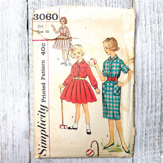 Simplicity Sewing Pattern 3060, Instructions Only: Antique 1950's Girl's Dress (size 10) 2 Styles - Etsy