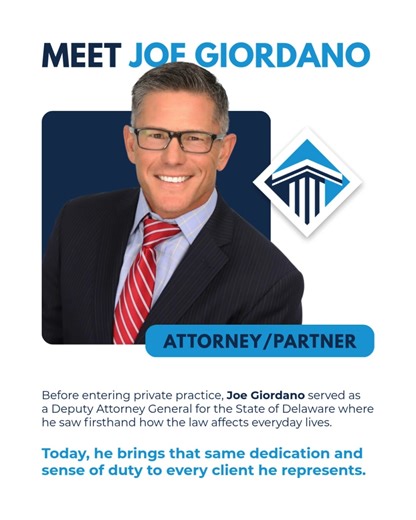 Meet Joseph A. Giordano, attorney/partner at Giordano & Gagne LLC and a proud Delaware native. Born and raised in the First State, Joe built his career on helping individuals and small businesses navigate life’s biggest legal moments. From real estate and business law to community education, Joe’s passion is protecting what matters most to his clients. Learn more about Joe and our team at giordanogagne.com! #DelawareLawyers #LawFirmDE #DelawareLaw #TrustedGuidance #LegalSupport | Giordano & Gagn