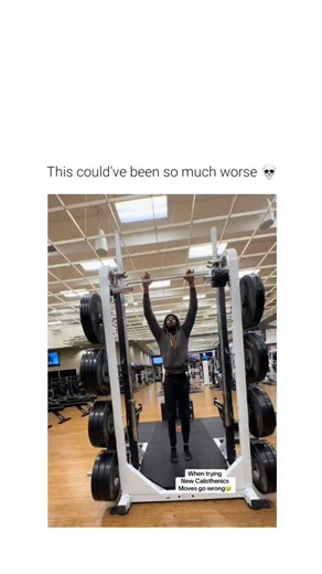 Fall Humor on Instagram: "This video documents a failed execution of an advanced calisthenics maneuver, resulting in a sudden loss of control and a high-impact fall. The Subject A male individual is seen in a gym attempting a dynamic rotation on a stationary pull-up bar. The Mechanism The subject attempts to convert upward momentum into a full body rotation. Due to a breakdown in kinetic timing, he loses contact with the bar at the apex. This leads to a loss of equilibrium and a rapid descent, c