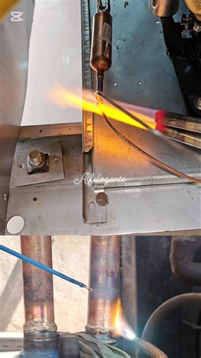 Brazing copper pipe joint #refrigerationtech #hvactech | Alfe Logente