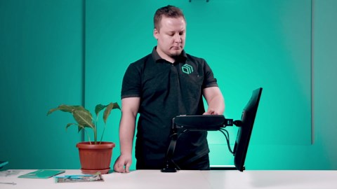 ONKRON Single Monitor Mount for 13-32 Inch Screen up to 17.6 lbs, Gas Spring Monitor Arm Stand, VESA 75x75-100x100, Adjustable Computer Screen Mount for Desk, C-Clamp & Grommet Base Black