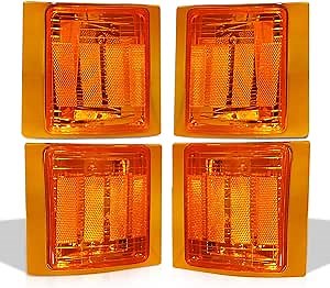 Bestview Front Turn Signal Corner Light Replacement,Upper & Lower Side Marker Reflector Lamp Chrome Housing Amber Lens for Chevy C/K C10 1500 2500 3500/Chevy Silverado Tahoe 1994-1998 Pickup TrucK
