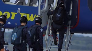 History has been made: the first-ever blimp skydive at the biggest college football game ever. #Blimpworthy #BattleatBristol | Goodyear