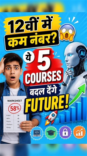 12वीं में कम नंबर? 😱 ये 5 Courses बदल देंगे आपका Future! 🚀 | AI Era Careers 2026/12th Me Kam Marks?