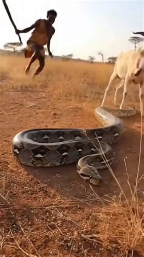 Hadzabe Man Confronts Giant Python to Save Goat – Raw AI Wildlife Footage