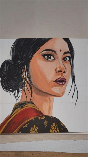 Traditional Indian Beauty Painting 🎨✨ | Portrait Art #shorts