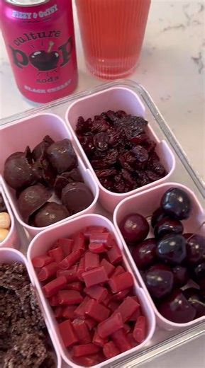 Cherry snack box restock with probiotic soda idea