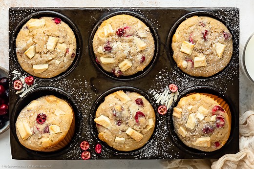 Jumbo Cranberry & White Chocolate Muffins [w/ recipe video]