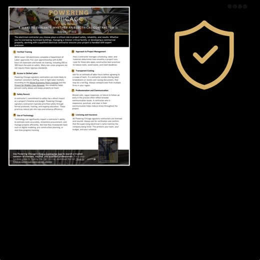 The wrong electrical contractor can lead to costly delays, safety risks, and missed deadlines. Our 8 Ways to Evaluate Whether an Electrical Contractor is Qualified fact sheet explains how to vet contractors for: - Proven safety practices - Skilled labor access - Transparent costing and communication Download it now: https://hubs.ly/Q03Z0DrW0 #ElectricalContractors #BetterCommunities #PoweringChicago #FindAContractor | Powering Chicago