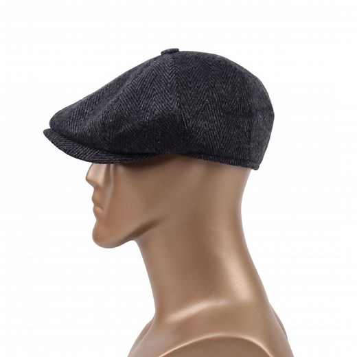 Handmade Wool Black Herringbone Newsboy Cap, Vintage Style Gatsby Hat,peaky Blinders Cap - Etsy