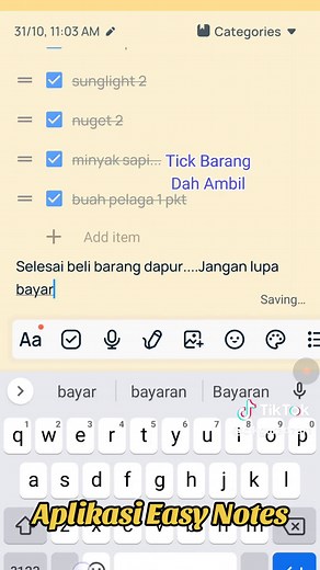 Aplikasi Easy Notes untuk Pengurusan Senarai Anda