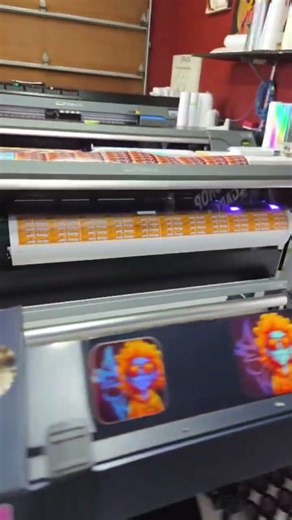 A day in the shop 🔧✨Printing and cutting embossed, die-cut holographic stickers from start to finish