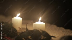 Candles burning at night on dark background. candles concept for scrying and tarot reading