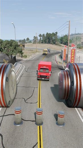 ANGRY Truck Driver Pushing School Bus To Hydraulic Crusher - BeamNG.Drive