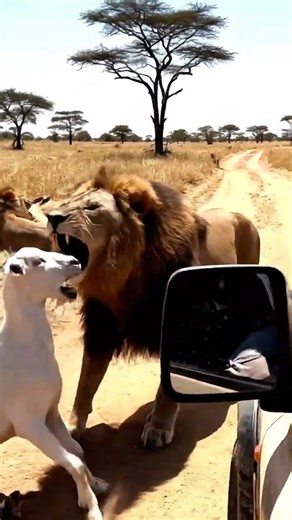 Curious Goat Meets Angry Lion