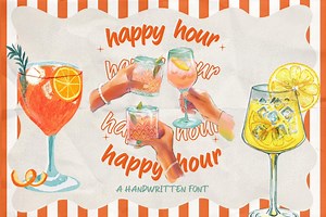 Happy Hour Font | Fun Handwritten Script - Etsy