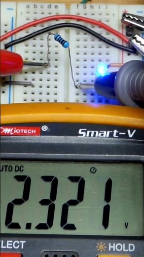 Easier To See Blue LED Voltage Multimeter Measured Circuit On Breadboard #multimeter #measuringtool