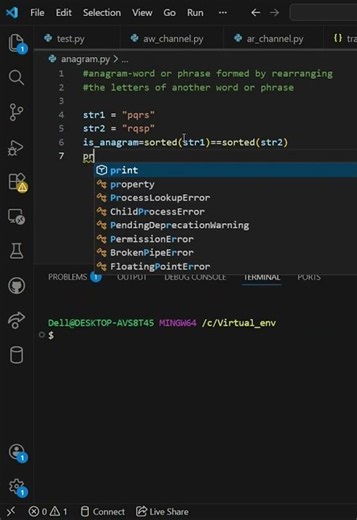 Check if string is anagram simple #python #anagram #coding #programming