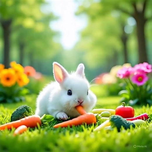 🐇🥕 Baby Rabbit Eating Vegetables | Cutest Bunny Ever #cute