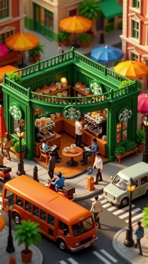 Hyper-Real Mini Starbucks City Diorama ☕🏙️ Ultra-Realistic 8K Macro World #creativevideo #asmrmini