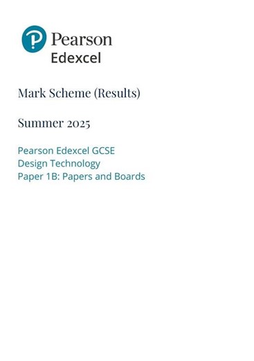 Edexcel GCSE Design And Technology Paper 1b 2025 Ms