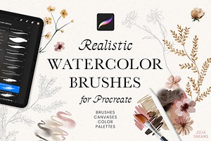 Realistic Watercolor Brushes for Procreate - Julia Dreams