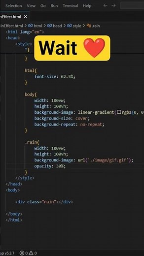 Html Css Project | Html Css Project For Beginners ⛱️🌧️ #rain #codes #vscode #project #programming