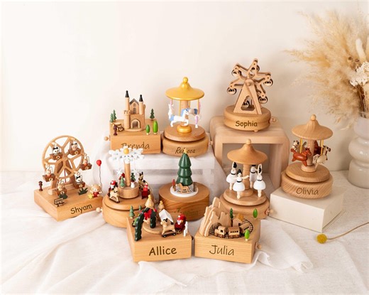 Engraved Baby Name Music Box, Personalized Wooden Train Music Box, Birthday Gift for Kids, Baby Shower Gift, Newborn Gifts, Nursery Decor - Etsy