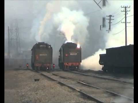 Chinese Steam - Various JS & QJ locomotives perform the morning parade at Pingdingshan, China