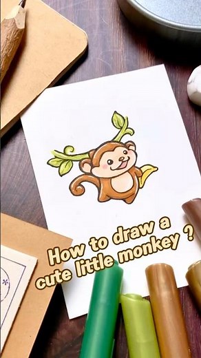 🙈 How to draw a cute baby monkey step by step? 🍌