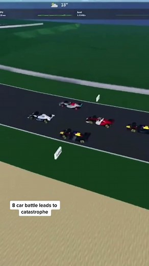 8 car battle sadly doesn’t last long, RIP Tide. #rfra #roblox #f1 #roracing #roracingcrash #fyp