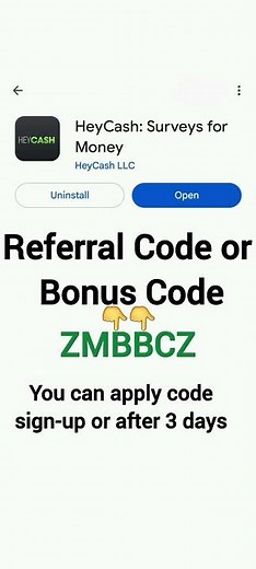 Heycash code of bonus or refer code same