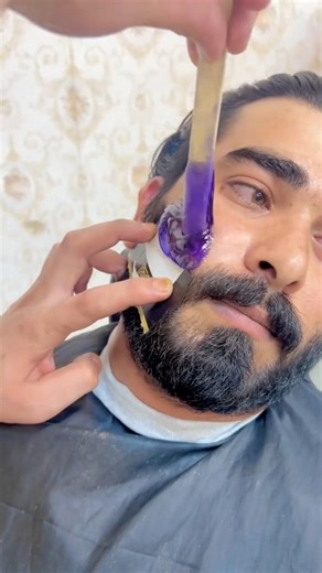 Thick Beard Wax Removal Before & After 🇺🇸Luxury Barber Beard Wax Service in America #shorts #barber