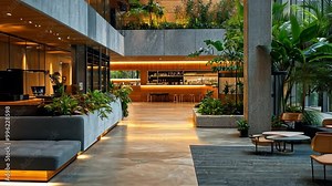 A business ecosystem conference with industry leaders discussing circular economy models, in a sleek venue designed with sustainability in mind.