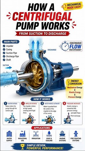 How a Centrifugal Pump Works | Working Principle Explained in 3D | Suction to Discharge Animation😱