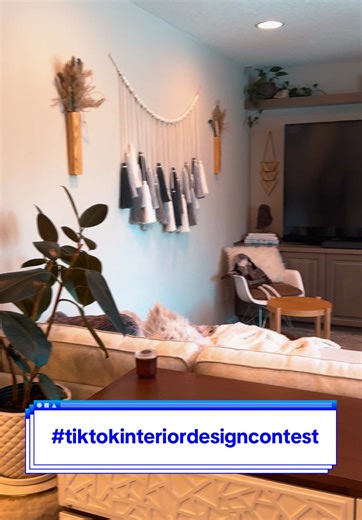 The den was such a satisfying redesign that kept me busy this summer! I love the way I was able to make an oversized and neutral space into an office with a reading nook with the perfect flop couch for movie nights. The vibe went from cold to warm and cozy, and we love spending time here! #tiktokinteriordesigncontest #roommakeover #interiordesign #decorating #den