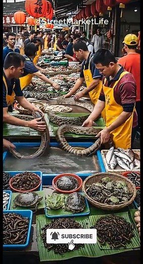 Extreme Chinese Market! Giant Pythons, Frogs & Insects for Sale 😱🔥#shorts