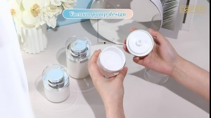 EOPER 3 Pieces 30ML Airless Pump Jars, Empty Refillable Cream Pump Bottles, Foundation Lotion Dispenser Travel Containers, Vacuum Cosmetic Case Portable Toiletries Cosmetic Container