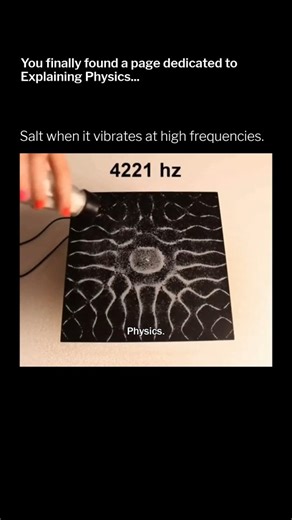Explaining Physics on Instagram: "The physics phenomenon of Chladni figures (or Chladni patterns), which are a visual representation of standing waves on a vibrating surface. The experiment involves a thin plate—likely a Chladni plate—connected to a function generator, which supplies a controlled, high-frequency signal (measured in Hertz, \text{Hz}) to make the plate vibrate. When fine powder, like salt, is sprinkled onto the plate, it is shaken away from the areas of maximum vibration (antinode