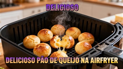 Pão de queijo delicioso feito na airfryer com apenas três ingredientes