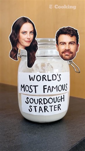 Here's Theo and Kaya feeding the World's Most Famous Sourdough Starter. And each other?
