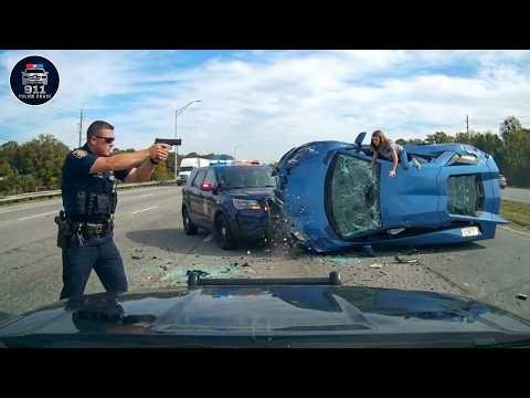 Craziest Police Dashcam Moments: High-Speed Police Chases Wild PIT Maneuvers and Tragic Crashes#12