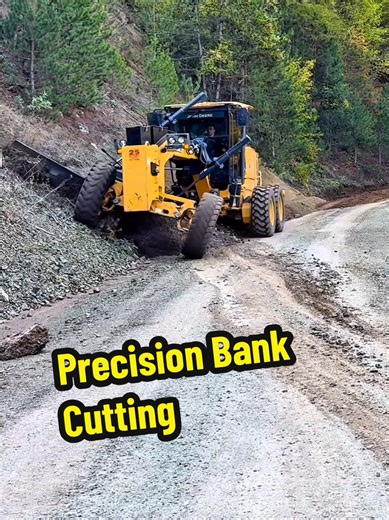 Ditch & Bank Cut: Precision Level. 👇🚜 ​The silent battle of heavy hydraulics vs. compacted mountain soil. Watch the blade angle change the landscape in real-time. Satisfying work. 📐✨ #heavyequipment #industry #machine #roadwork #satisfying
