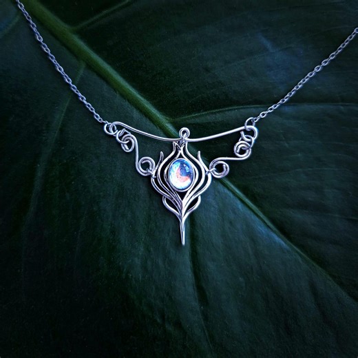 Elven Moonlight Necklace, Fantasy Celestial Pendant, Magical Jewelry Gift - Etsy