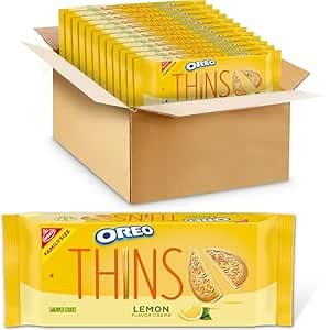 OREO Thins Lemon Creme Sandwich Cookies, Family Size, 12 - 11.78 oz Packs