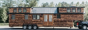 The Denali XL is a spacious, rustic tiny home on wheels