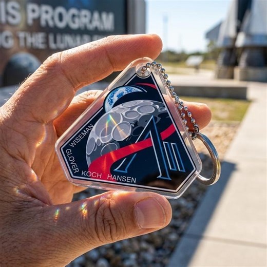 Artemis II Acrylic Keychain, NASA Retro Space Logo Keyring, Astronaut Mission Charm, Waterproof Keychain, Gift for Space Lovers