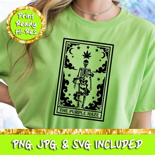 Art du squelette du tarot de Purple Haze sur le cannabis | PNG JPG SVG Téléchargement numérique - Etsy France