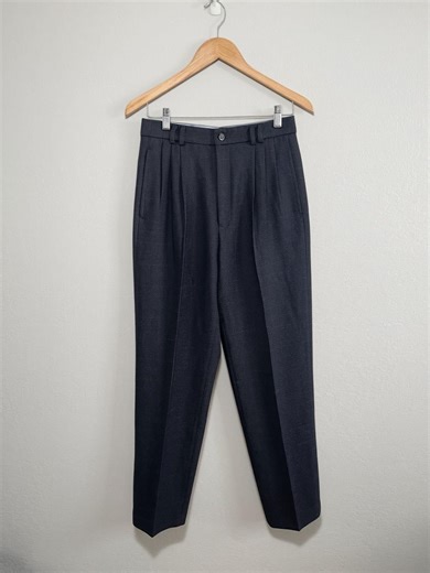 Vintage Gray Pleated Dress Pants – Tailored Trousers – Subtle Check Pattern 27 S/M - Etsy